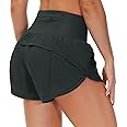 THE GYM PEOPLE Womens High Waisted Running Shorts Quick Dry Athletic Workout Shorts with Mesh Liner Zipper Pockets