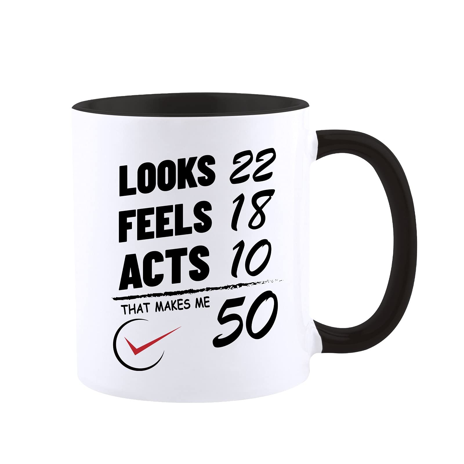 Funny 50th Birthday Gift for Women Men, Turning 50 Years Old Happy Bday Coffee Mug, Funny Gifts for 50th, Best Adult Fifty Birthday Present, Joke Party Cup Idea for Dad Mum Husband Wife Friend-Black