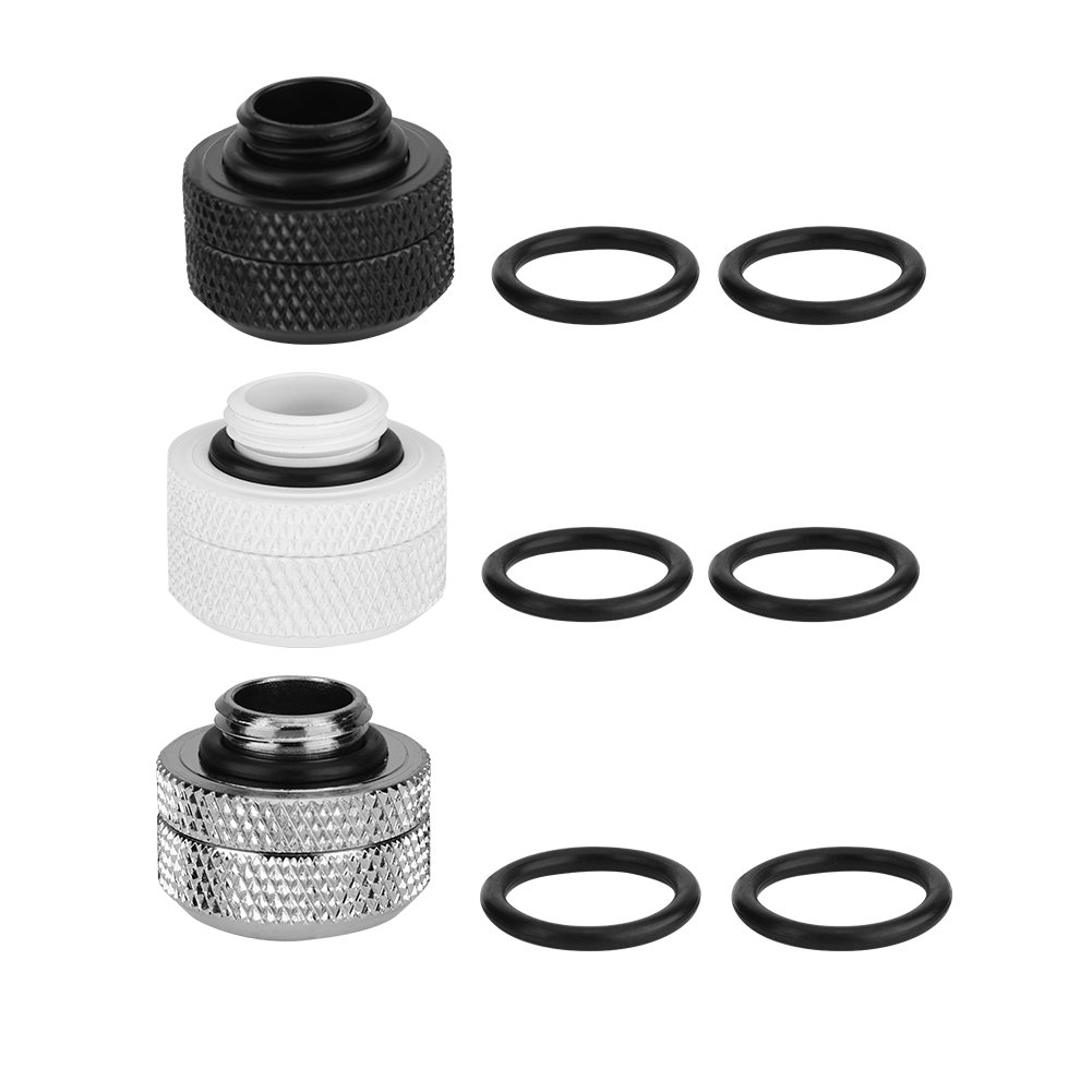 2Pcs Water Cooling Tube Fittings with Sealing Rings for Rigid Acrylic Tube OD 14mm. Water Cooling Compression Fitting.Three Colors Available(Silver)