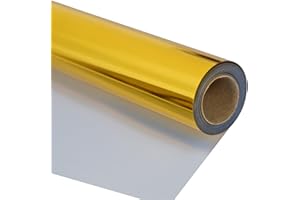 guangyintong Soft Metal Heat Transfer Vinyl Glossy Gold HTV Rolls, 12" x 12ft PU Stretchy Iron on Vinyl for T-Shirts, HTV Vinyl for All Cutter Machine Easy to Cut & Weed for Heat Vinyl Design