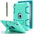 AICase iPad Case, Heavy Duty Rugged Hybrid Protective Tablet Cover for iPad 2/3/4 with Kickstand & Stylus (Mint Blue+Green)
