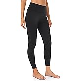 YUNOGA Womens High Waist Workout Leggings - 25 inches No Front Seam Tummy Control Yoga Pants