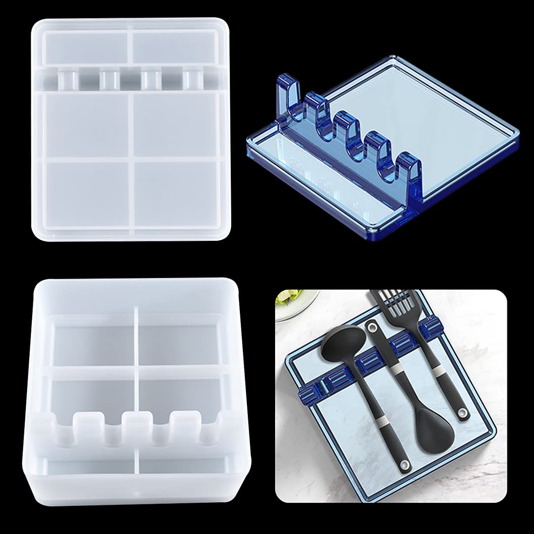 Rolin Roly Spoon Storage Tray Resin Mould Utensil Holder Epoxy Mold Kitchen Silicone Moulds DIY Display Tray Casting Mould for Spoons Tongs Chopsticks DIY Home Decorations