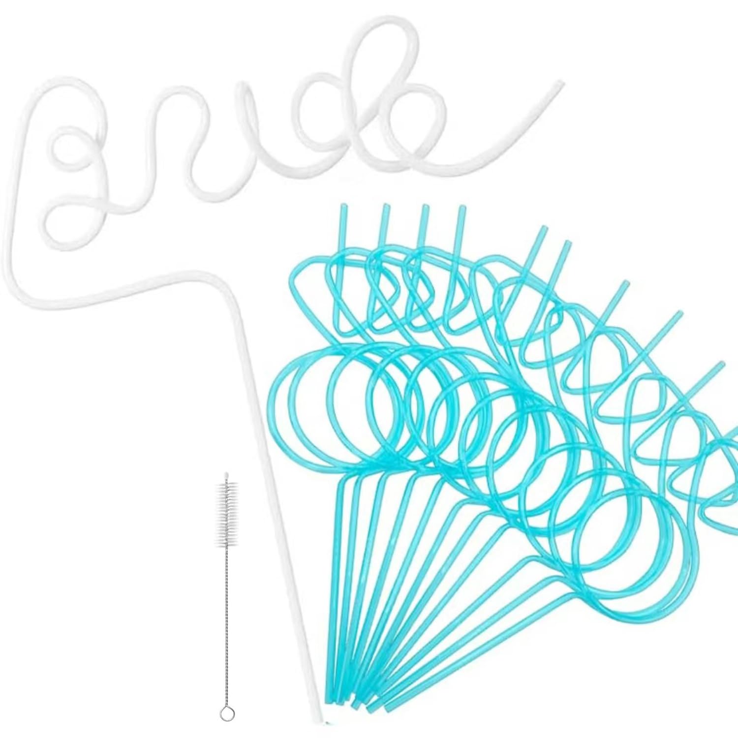 Photo 1 of 11PCS Bachelorette Party Decoration Straws Set, 1 White Large Bachelorette Party Straws+10 Large Blue Diamond with 1 Brush for Bridal Shower Decorations Wedding Birthday Gifts (BLUE)