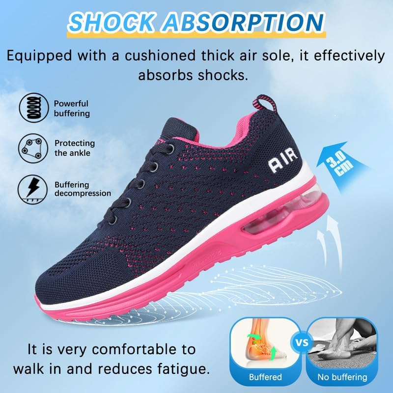 Laufschuhe Damen Turnschuhe Sneaker Damen Sportschuhe mit Luftpolster Sneaker Atmungsaktives Joggingschuhe Leichte rutschfest Straßenlaufschuhe Walkingschuhe Gym Fitness Running Shoes Women 5