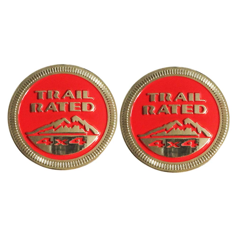 SXMA 1 Pair Snow Mountain Trail Rated 4X4 Metal Nameplate Emblem Badge Decal Snow Mountain Logo Car Sticker for Jee p (Red)