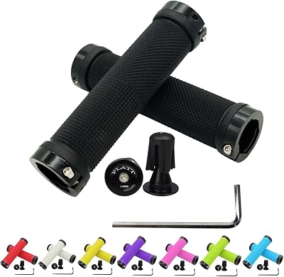PLATT Bike Grips with Aluminum Lock Non-Slip Rubber 128mm Black