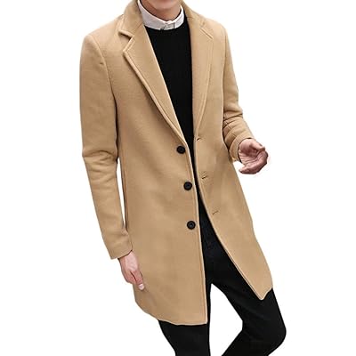 Men's Winter Woolen Overcoat with Notched Collar Bahrain Ubuy