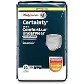 Certainty Men's ComfortLux Underwear, S/M 28-40 inch Waist, Maximum Absorbency, 32 Count Value Pack (Pack of 2)