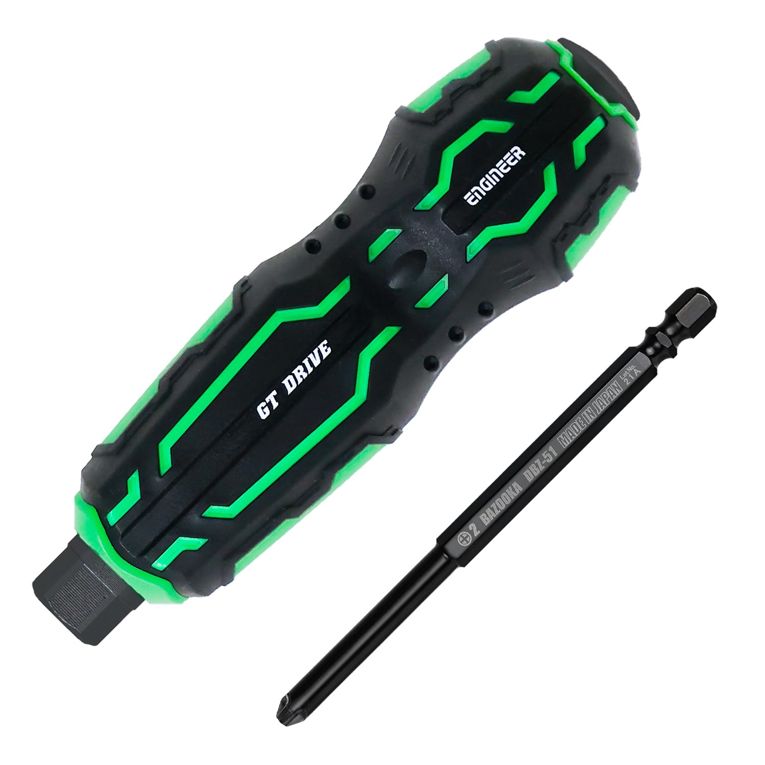 ENGINEER エンジニア ネジザウルスGTドライヴ01 ボルスター付きボールグリップ貫通ドライバー 潰れたネジが外せるビット付き +No.2 DZ-71商品画像
