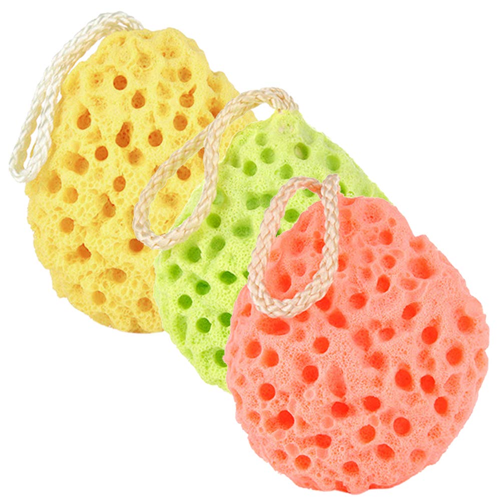 Body Bath Sponge,3 Pack Natural Fiber Soft Body Bath Sponge Honeycomb Texture Gentle Soothing Exfoliating Cleansing Body Shower Loofahs for Adults Kids Daily Care Bathroom Supplies