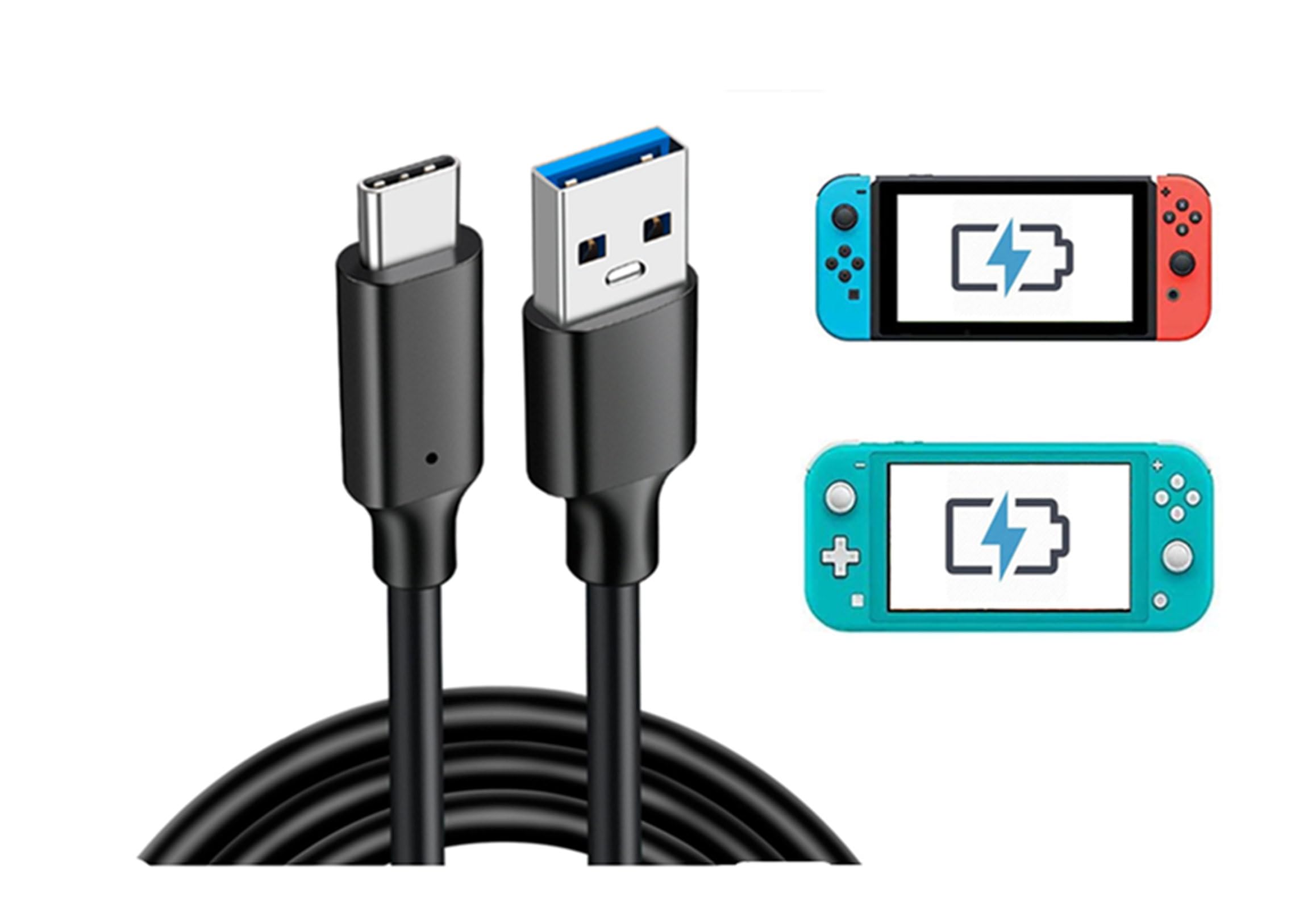 Photo 1 of 10FT Extra Long USB C Charging Cable Cord Wire for Home & Car Compatible with Nintendo Switch/Switch Lite/Switch OLED, Charger for Switch and Switch Lite