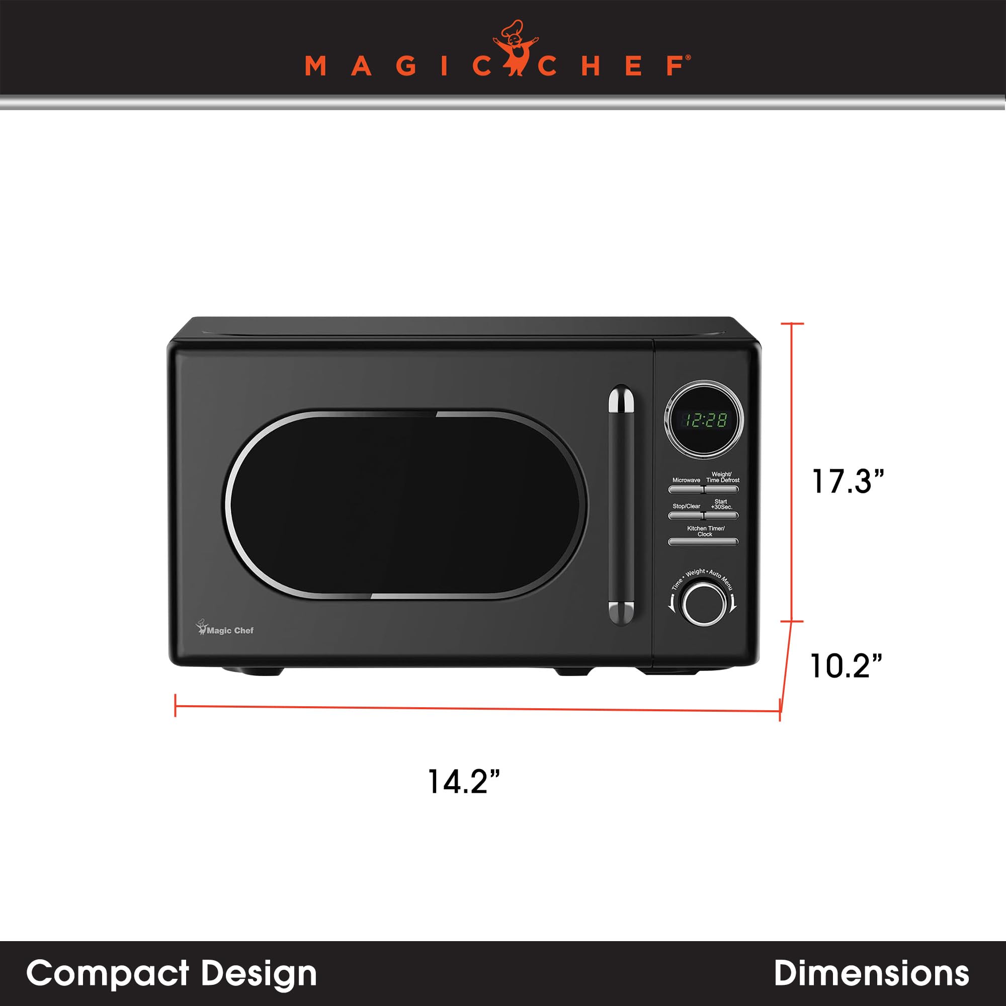 Magic Chef Countertop Microwave, Classic Retro Touch Small Appliance, 0.7 Cubic Ft, Black