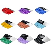 Professional Animal Stainless Steel Attachment 9 Color Guide Comb Set,Compatible with Andis, Oster A5, Wahl KM Series Clipper Detachable Blade Pet, Dog, Cat, and Horse Clippers