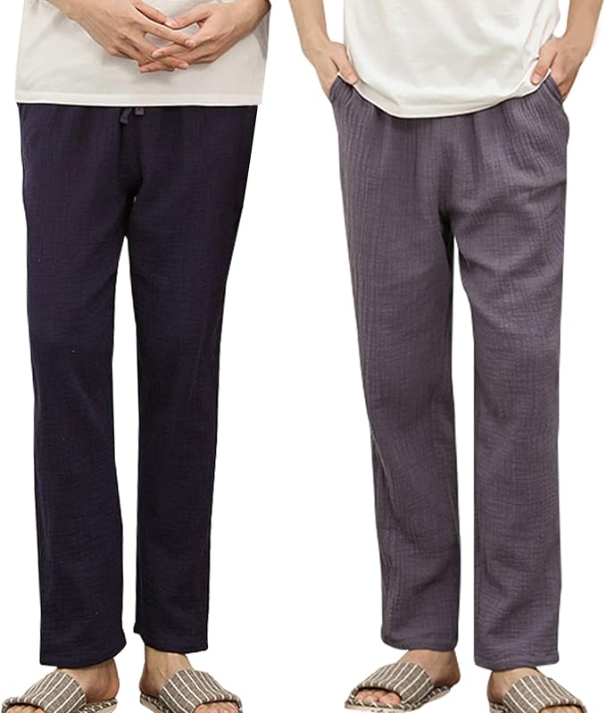 Amazon ルームパンツ パジャマパンツ 長パンツ 2枚組 メンズ レディース ルームウェア ボトムス ズボン ロングパンツ ゆったり 綿麻 部屋着 春夏秋 ルームウェアボトムス 通販
