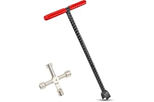 CIZTADA 16 Inch Water Meter Key with 4 Way Multi-functional Water Utilities Key Contractor Grade Valve Shutoff Key Tool for Main Water Meter