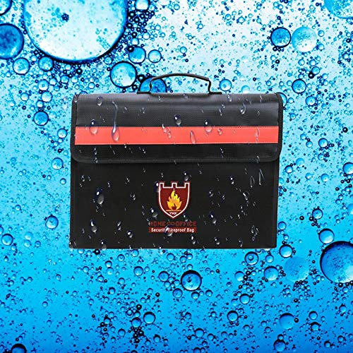 Fireproof Document Bag Waterproof w/Shoulder Strap & File Folders, Safety Household Storage Bag, Heavy Duty Protection for Valuable Documents, Jewelry, Passports, Money ect - Thumbnail 5