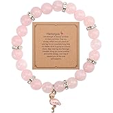 Mikovivi Flamingo Bracelet, Stone Beaded Bracelets with Flamingo Pendants Trendy Flamingo Jewelry Bracelet Gemstone Bracelet Jewelry Gift for Woman