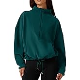 QINSEN Women Half Zip Fleece Sweatshirt Mock Neck Long Sleeve Winter Cozy Sherpa Pullover Sweater Tops