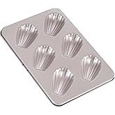 CHEFMADE Madeleine Mold Cake Pan, 6-Cavity Non-Stick Oval Shell Madeline Bakeware for Oven Baking (Champagne Gold)
