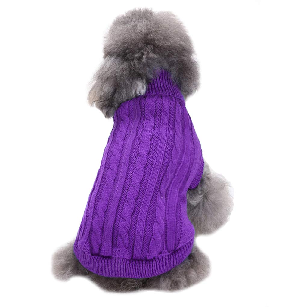 CHBORCHICEN Small Dog Sweaters Knitted Pet Cat Sweater Warm Dog Sweatshirt Dog Winter Clothes Kitten Puppy Sweater (X-Small, Purple) — image 1