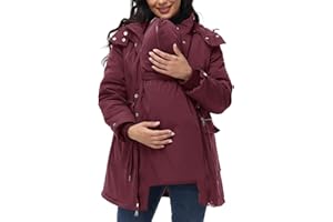 PBNBP Womens 3-in-1 Maternity Puffer Coats Winter Warm Quilted Lined Parka Water-Resistant Babywearing Hooded Jackets