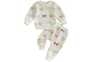Mubineo Toddler Baby Girl Clothes Cute Long Sleeve Sweatshirt Sweatpant Outfits Fall Winter Tops Pant Outfit Sweatsuit