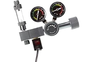 Heavy Duty Aluminum CO2 Regulator with Double Stage Decompression Solenoid Valve and Double Gauge Eco Aquarium Regulator