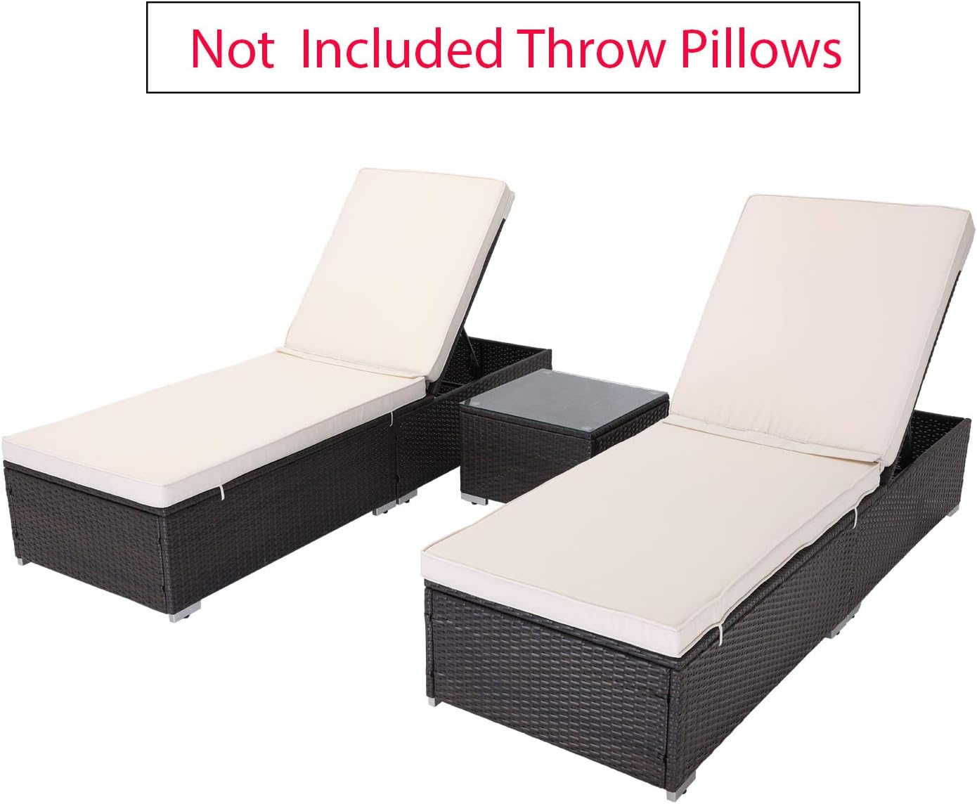 Amazon Com Do4u 3 Pcs Outdoor Chaise Lounge Pe Wicker Reclining Chair With Cushions Furniture Set Patio Lounge Chair Adjustable Backrest Recliners For Outdoor Patio Beach Pool Backyard Beige Garden Outdoor