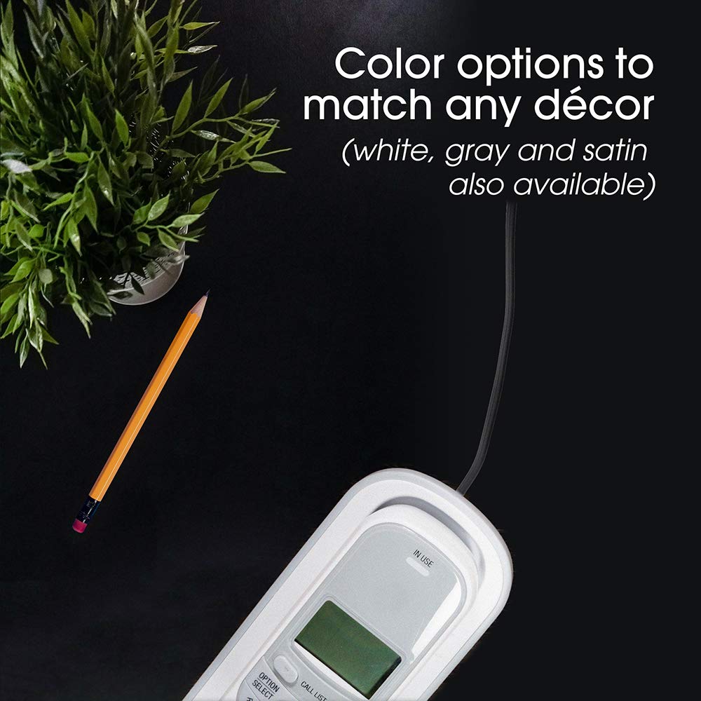 power gear Telephone Line Cord, 2 Pack, 15 Feet, Black Phone Cord, Modular Jack Ends, Works for Phone, Modem or Fax Machine, for Use in Home or Office, 46076