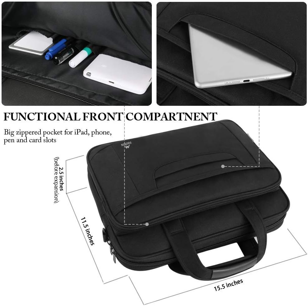 Laptop Bag 15.6 Inch, Laptop Briefcase Business Office Bag for Men Women, Water Resistant Durable Shoulder Messenger Bag for Notebook Computer MacBook Acer HP Dell, Black: Computers & Accessories