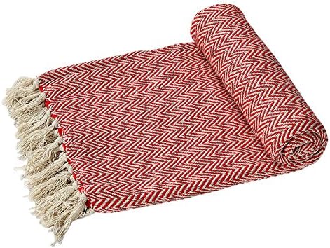 The Midnight Store Handwoven Reversible Single Sofa Throw Arm Chair Cover 125x 150cms ,Red