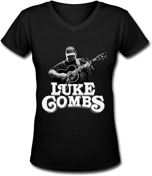 Luke Combs. Women Stylish Sexy VNeck TShirt XL Black