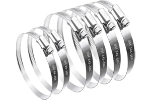 maierke 6PCS Adjustable 304 Stainless Steel Duct Clamps Hose Clamp,6 Inch and 4 Inch Pipe Clamp Air Ducting Clamp(3.58"-4.48"/91-114mm and 5.55"-6.5"/141-165mm)
