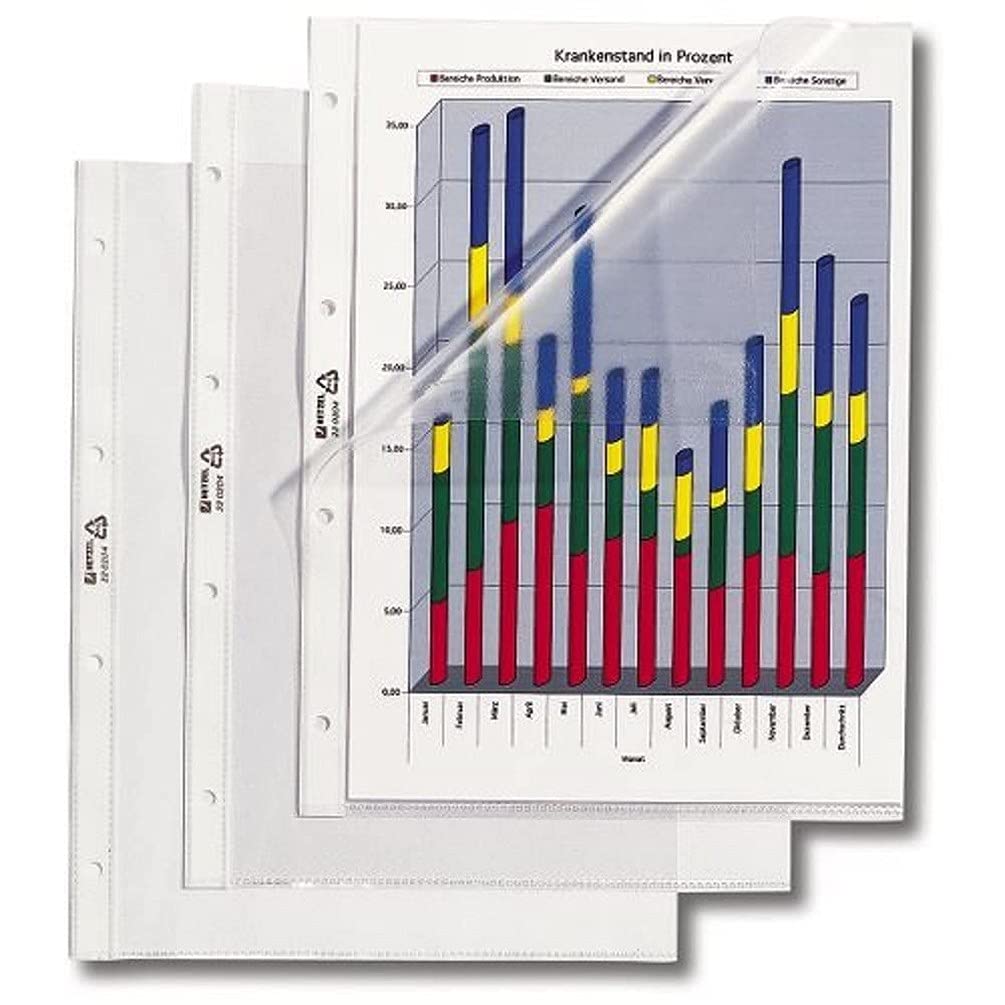 Hetzel Prospekthüllen, Oben und Lochseite Offen Prospekthülle A4 ob. Gel. 100St Oben U. Links Offen
