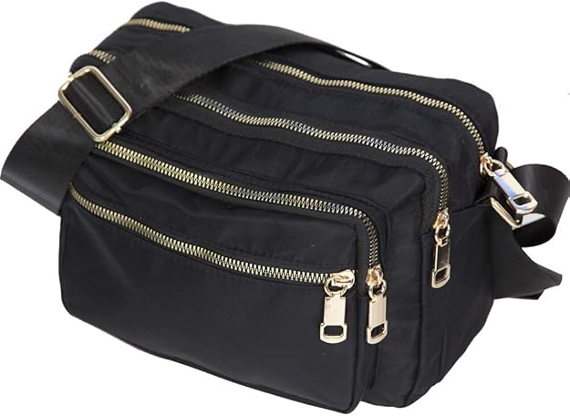 Shengxi Sac Bandoulière Femme Impermeable Nylon Sac Besace Bandoulieres Léger Avec Large Sangle Réglable Multipoches Moyen Sac A Main Pour Voyage École Sports Achats (Noir