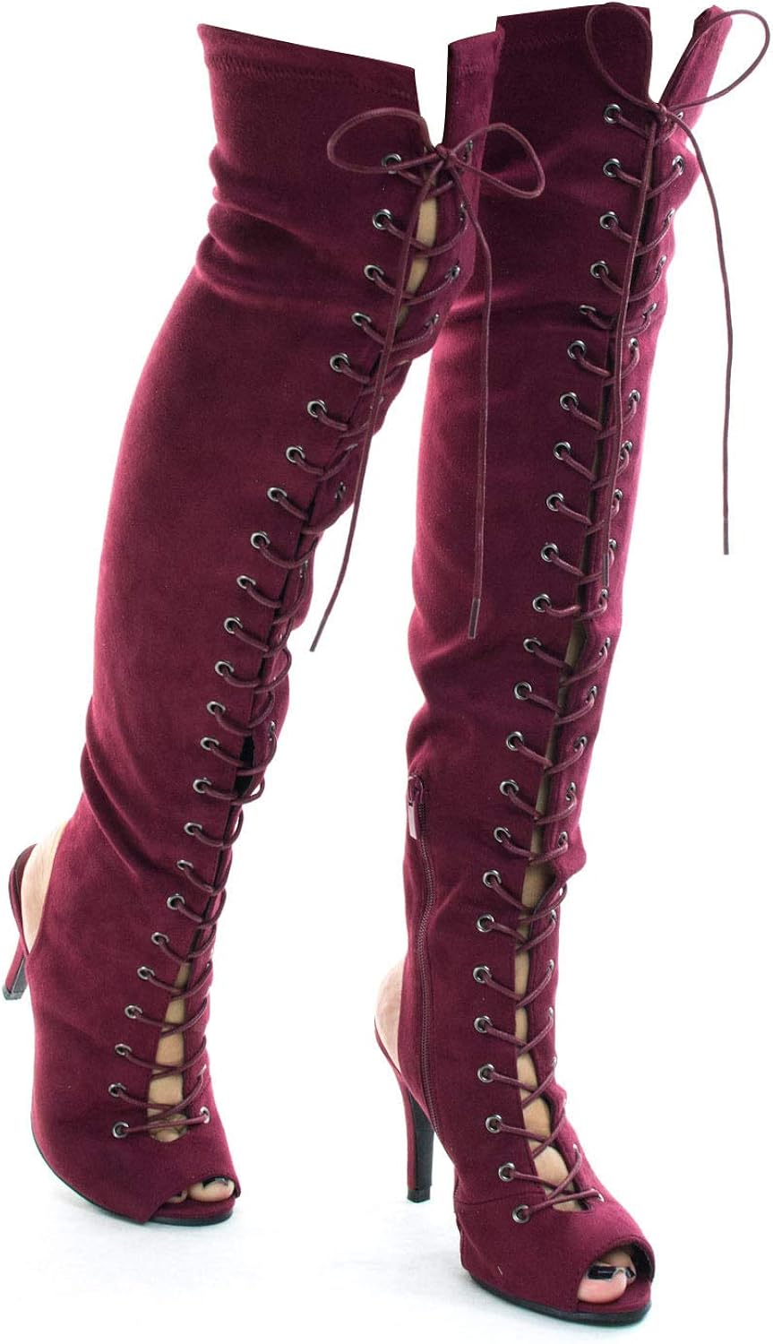 over the knee tie up boots