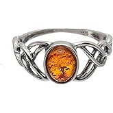 HolidayGiftShops Sterling Silver and Baltic Honey Celtic Amber Ring Celtic Knots
