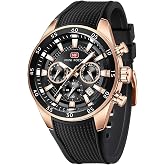 MINI Focus Men Watches Unique Casual Wristwatch (Chronograph/Waterproof/Luminous/Calendar/24 Hours) Silicon Band Fashion Watches for Men