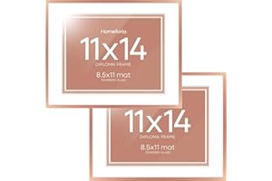 Homeforia 11x14 Diploma Frame Rose Gold, High End Metal 11 x 14 Certificate Frames with Mat 8.5x11, 14x11 Document Frame Matt