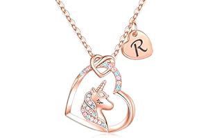 STORUP Valentines Day Gifts for Girls - Unicorn Gifts for Girls Necklace, Colorful CZ Unicorn Necklace for Girls Jewelry Initial Necklaces for Girls Birthday Valentines Gifts for Girls Unicorn Gifts