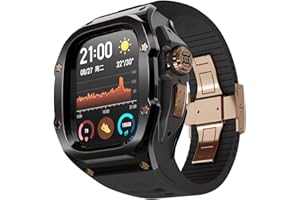 VeveXiao Rugged Case with Band Compatible with Apple Watch Ultra 2 Bands 49mm, Metal Protective Cover Case with Replacement Fluorine Rubber Strap for iWatch Ultra 49mm Mens Strap