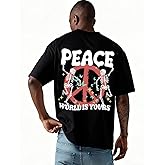 ZDT Mens Graphic Tees Oversized Tshirts Vintage Print Rapper Streetwear Cotton Short Sleeve Casual Top