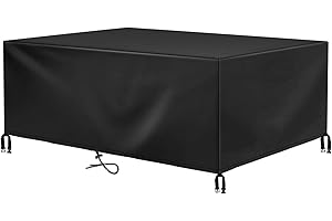 HNKDKJ Waterproof Garden Table Cover, 340 x 120 x 74 cm/L x W x H Windproof, Anti-UV Oxford Fabric Cover 420D Outdoor Table C