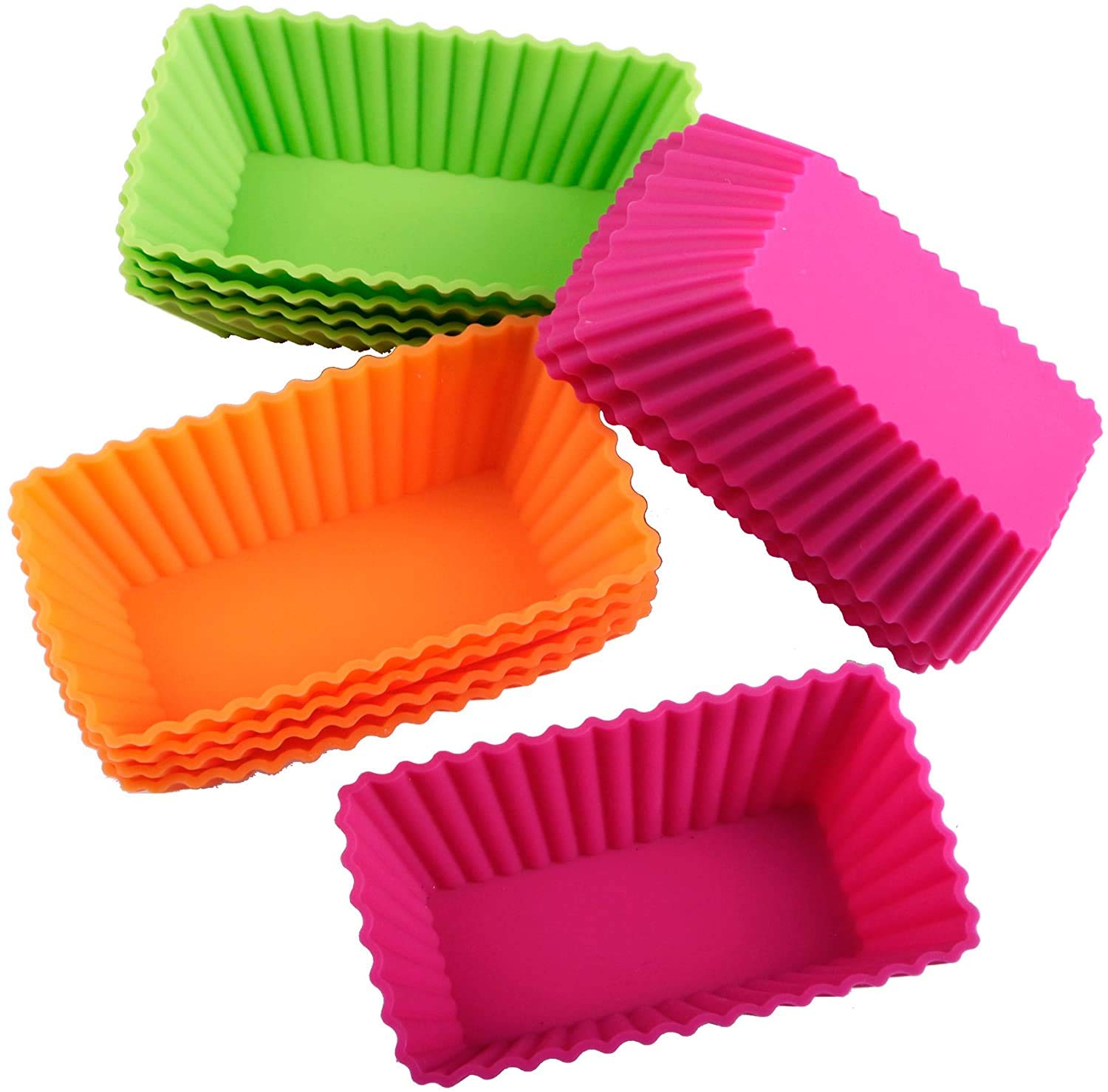 Webake Loaf Tin Liners Silicone Mini Loaf Cake Cases for Air Fryer Baking Rectangular 12 Pcs 11 cm Muffin Cases Cupcake Moulds Reusable Baking Cups for Cakes Ice Creams Puddings Jelly