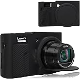 BOVKE for Panasonic Lumix ZS99 Camera Case with Detachable Lens Cover, Silicone Skin Protector for LUMIX DC-ZS99 Compact Point and Shoot Camera, Anti-Slip Grip & Shockproof Access Cover, Black
