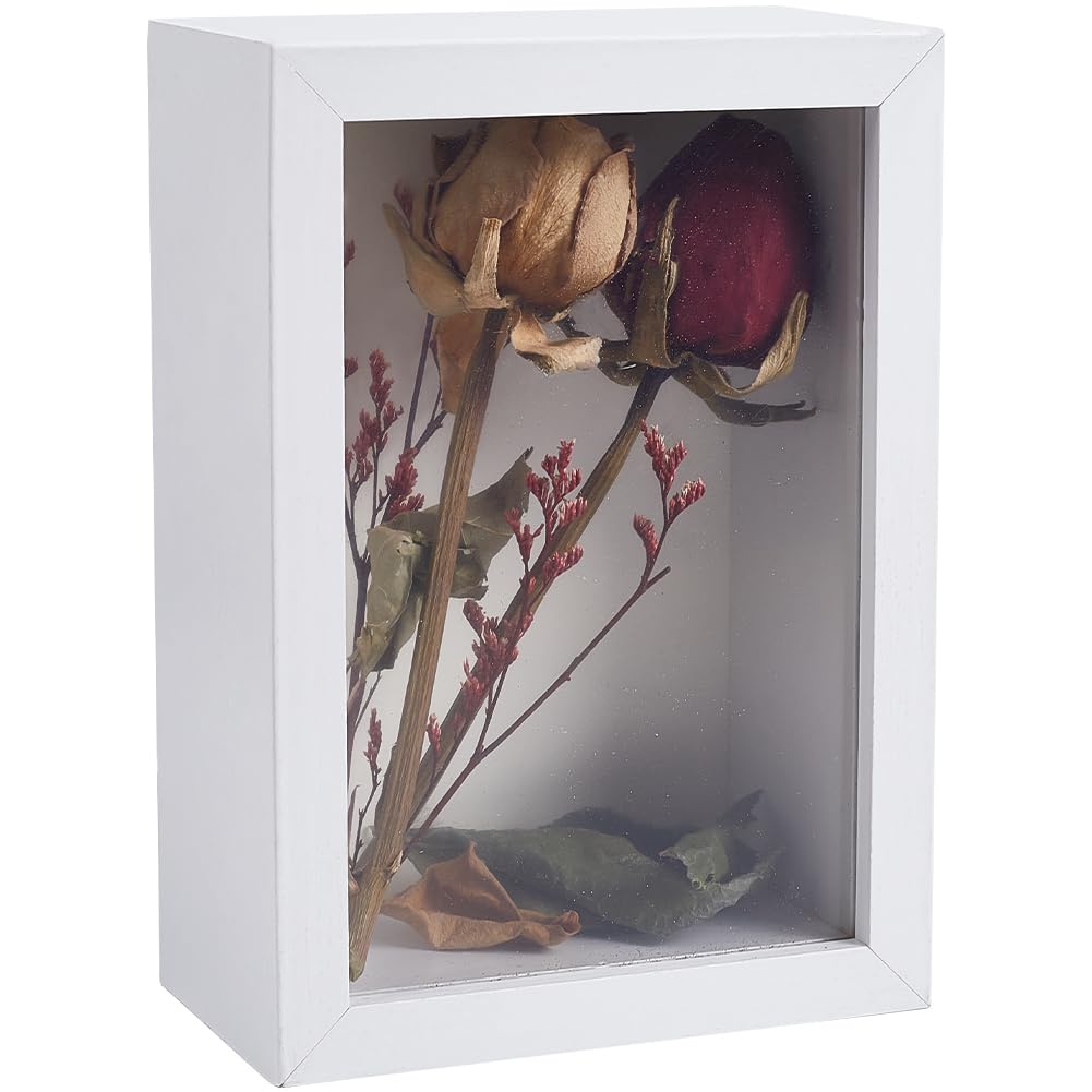 CREATCABIN Shadow Box Frame Dried Flower Display Frame Memory Box Specimen Frame Picture Tickets Keepsake DIY Crafts Tabletop Decor with Back Board for Anniversary Wedding Graduation 6.4x4.5x2.5 Inch