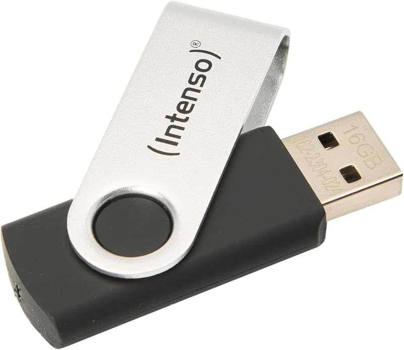 Intenso Basic Line 16GB USB 2.0 Flash Drive - Silver Black Storage
