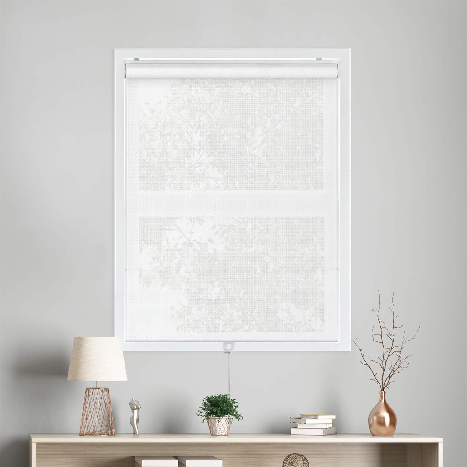CHICOLOGY Cordless Roller Shades Snap-N'-Glide Perfect for Living Room/Bedroom/Nursery/Office and More, 31" W X 72" H, View-Tiful White (Solar): Home & Kitchen
