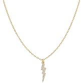 Frigotine Gold Rhinestone Pendant Necklace for Women, Trendy Snake Lightning Bolt Choker Adjustable Chain Necklaces Prom Holiday Jewelry Gift.